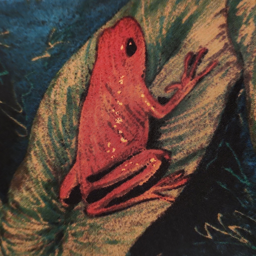 vintage WWF silk frogs tie 90s green World Wildlife Federation neckwear USA made